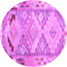 Round Southwestern Purple Country Rug, con2677pur