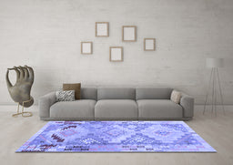 Machine Washable Southwestern Blue Country Rug in a Living Room, wshcon2677blu