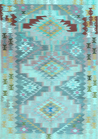 Southwestern Light Blue Country Rug, con2677lblu