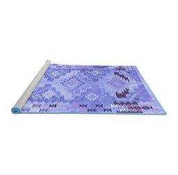 Sideview of Machine Washable Southwestern Blue Country Rug, wshcon2677blu