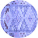 Round Southwestern Blue Country Rug, con2677blu