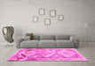 Machine Washable Southwestern Pink Country Rug in a Living Room, wshcon2677pnk