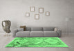 Machine Washable Southwestern Emerald Green Country Area Rugs in a Living Room,, wshcon2677emgrn