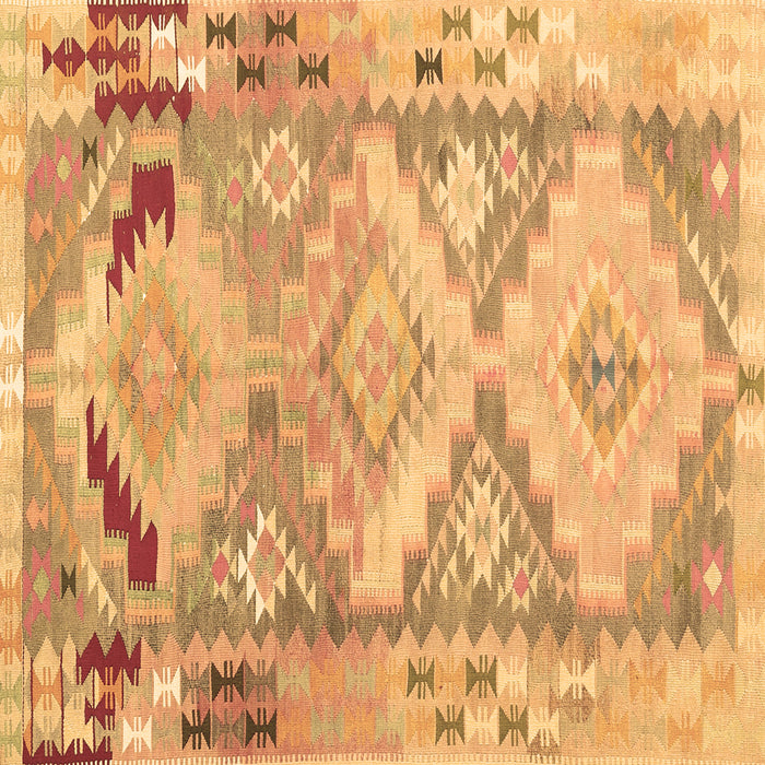 Square Machine Washable Southwestern Brown Country Rug, wshcon2677brn