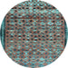 Round Machine Washable Abstract Light Blue Contemporary Rug, wshcon2678lblu