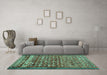 Machine Washable Abstract Turquoise Contemporary Area Rugs in a Living Room,, wshcon2678turq