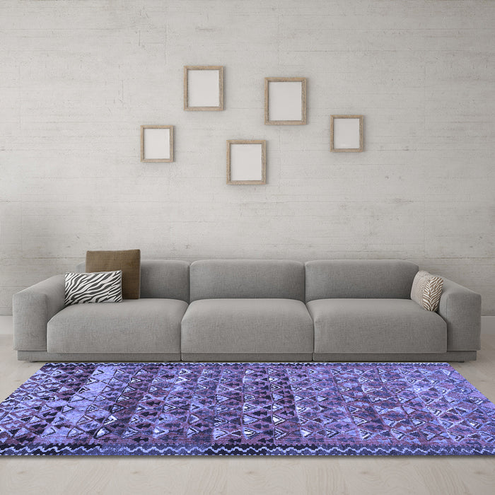 Machine Washable Abstract Blue Contemporary Rug in a Living Room, wshcon2678blu