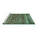 Sideview of Machine Washable Abstract Turquoise Contemporary Area Rugs, wshcon2678turq