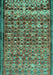 Machine Washable Abstract Turquoise Contemporary Area Rugs, wshcon2678turq