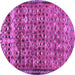 Round Machine Washable Abstract Purple Contemporary Area Rugs, wshcon2678pur