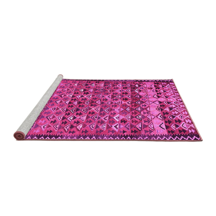 Sideview of Machine Washable Abstract Pink Contemporary Rug, wshcon2678pnk