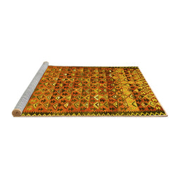 Sideview of Machine Washable Abstract Yellow Contemporary Rug, wshcon2678yw