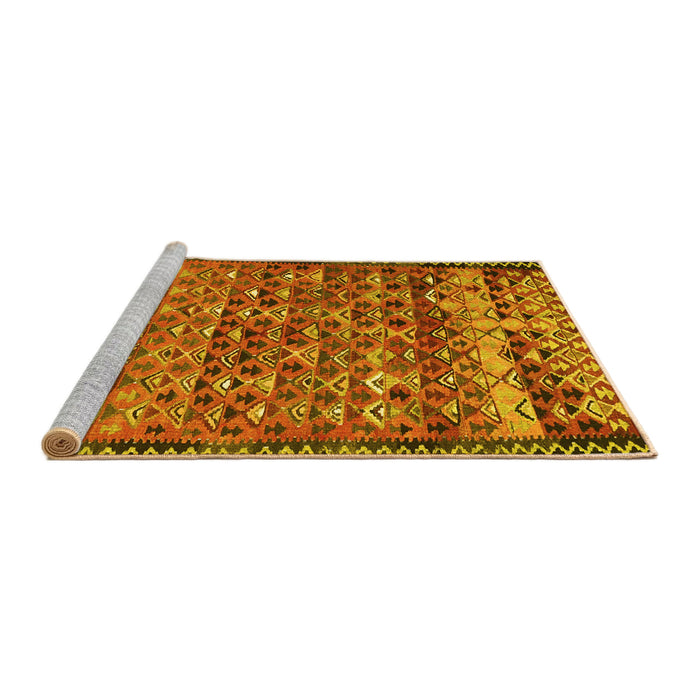 Sideview of Machine Washable Abstract Yellow Contemporary Rug, wshcon2678yw
