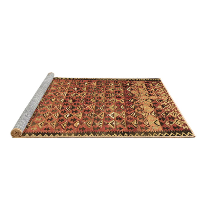 Sideview of Machine Washable Abstract Brown Contemporary Rug, wshcon2678brn