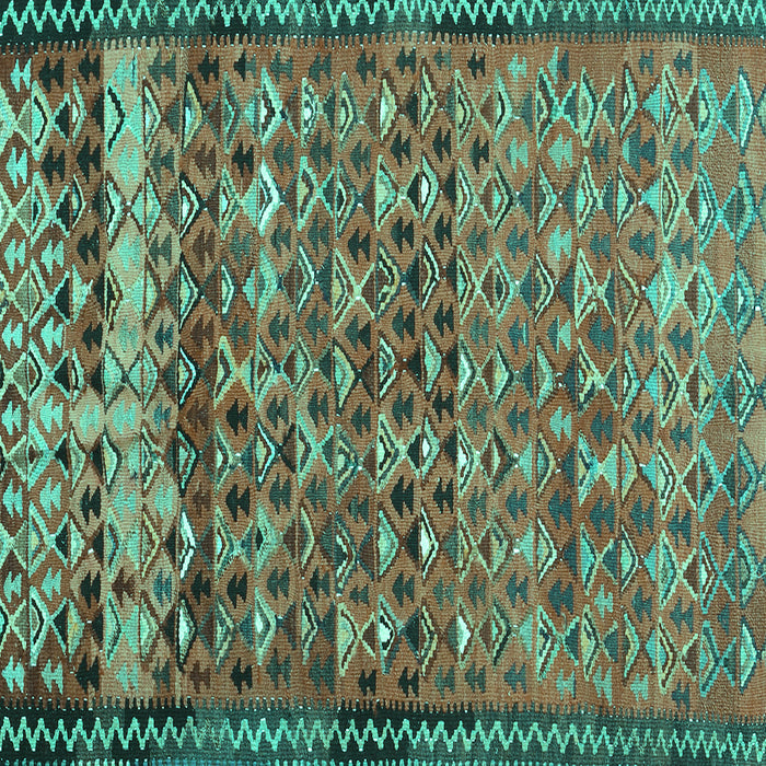 Square Machine Washable Abstract Turquoise Contemporary Area Rugs, wshcon2678turq