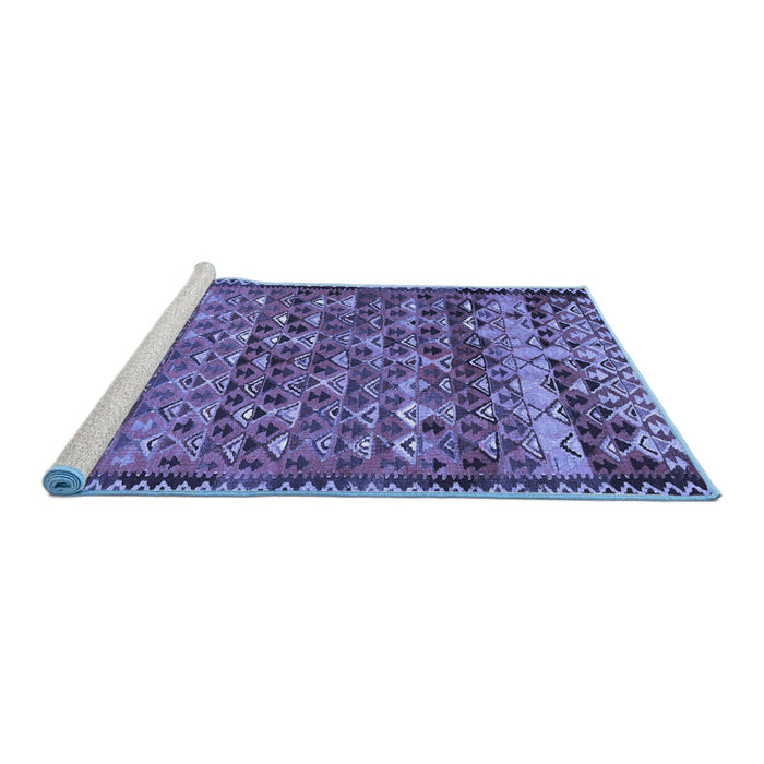 Sideview of Machine Washable Abstract Blue Contemporary Rug, wshcon2678blu
