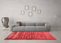 Machine Washable Abstract Red Contemporary Rug, wshcon2678red