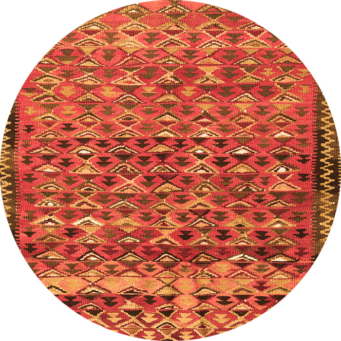 Square Abstract Orange Contemporary Rug, con2678org