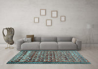 Machine Washable Abstract Light Blue Contemporary Rug, wshcon2678lblu