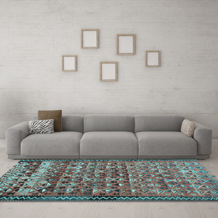 Machine Washable Abstract Light Blue Contemporary Rug in a Living Room, wshcon2678lblu