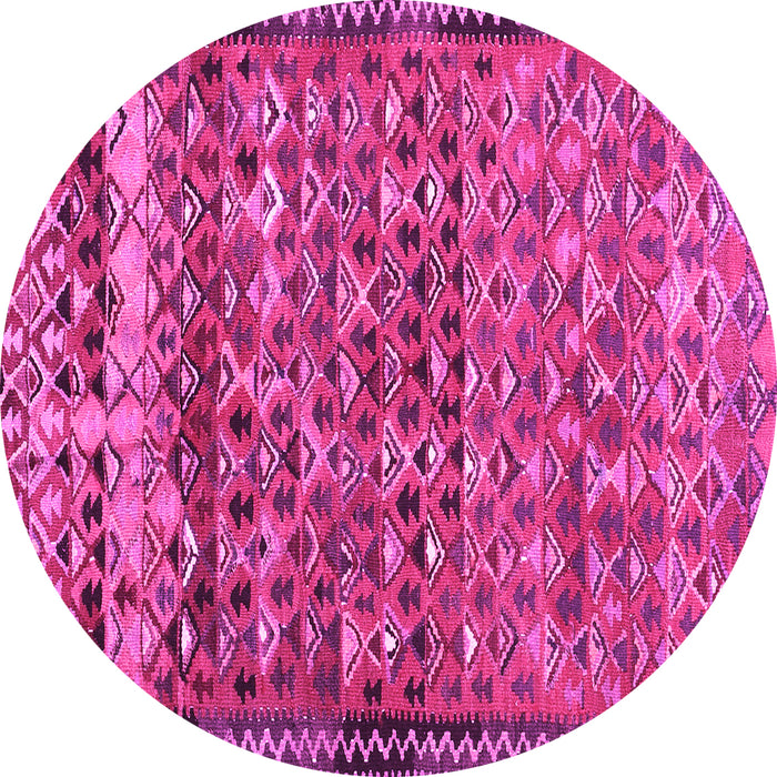 Round Machine Washable Abstract Pink Contemporary Rug, wshcon2678pnk