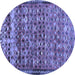 Round Abstract Blue Contemporary Rug, con2678blu