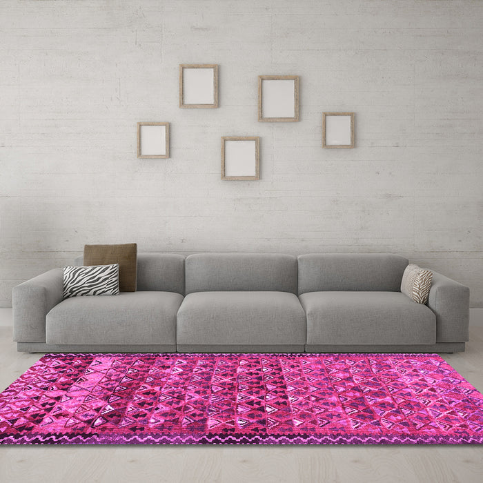 Machine Washable Abstract Pink Contemporary Rug in a Living Room, wshcon2678pnk