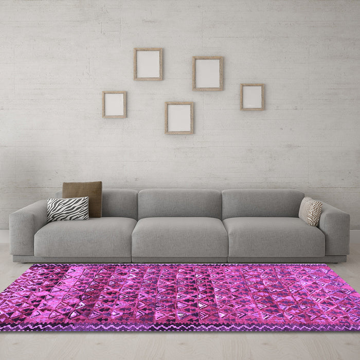 Machine Washable Abstract Purple Contemporary Area Rugs in a Living Room, wshcon2678pur