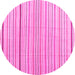 Round Machine Washable Solid Pink Modern Rug, wshcon2679pnk