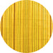 Round Machine Washable Solid Yellow Modern Rug, wshcon2679yw