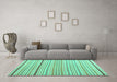 Machine Washable Solid Turquoise Modern Area Rugs in a Living Room,, wshcon2679turq