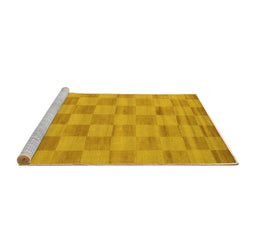 Sideview of Machine Washable Checkered Yellow Modern Rug, wshcon267yw