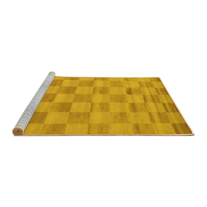 Sideview of Machine Washable Checkered Yellow Modern Rug, wshcon267yw