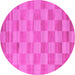 Round Checkered Pink Modern Rug, con267pnk