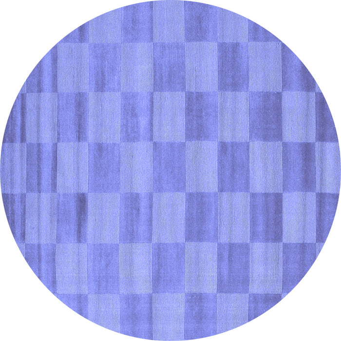 Round Checkered Blue Modern Rug, con267blu