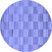 Round Checkered Blue Modern Rug, con267blu