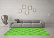 Machine Washable Checkered Green Modern Area Rugs in a Living Room,, wshcon267grn