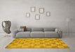 Machine Washable Checkered Yellow Modern Rug in a Living Room, wshcon267yw