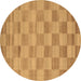 Round Checkered Brown Modern Rug, con267brn