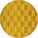 Round Checkered Yellow Modern Rug, con267yw