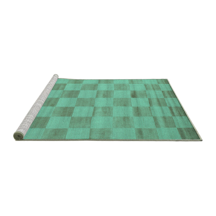 Sideview of Machine Washable Checkered Turquoise Modern Area Rugs, wshcon267turq
