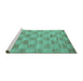 Sideview of Machine Washable Checkered Turquoise Modern Area Rugs, wshcon267turq