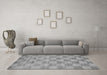 Machine Washable Checkered Gray Modern Rug in a Living Room,, wshcon267gry