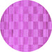 Round Checkered Purple Modern Rug, con267pur