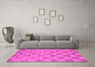 Machine Washable Checkered Pink Modern Rug in a Living Room, wshcon267pnk
