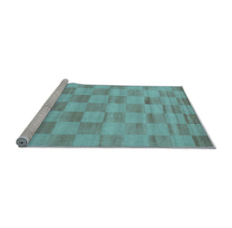 Sideview of Machine Washable Checkered Light Blue Modern Rug, wshcon267lblu