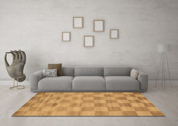 Machine Washable Checkered Brown Modern Rug in a Living Room,, wshcon267brn