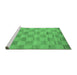 Sideview of Machine Washable Checkered Emerald Green Modern Area Rugs, wshcon267emgrn