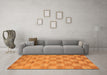 Machine Washable Checkered Orange Modern Area Rugs in a Living Room, wshcon267org