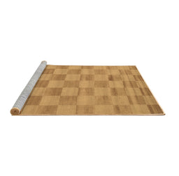 Sideview of Machine Washable Checkered Brown Modern Rug, wshcon267brn